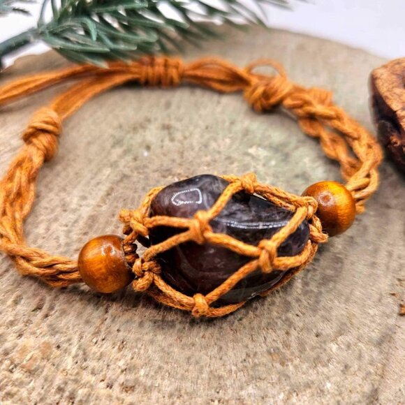 Nature Auralite 23 Polished Stone With Mesh Cage Adjustable Bracelet - Picture 7 of 10